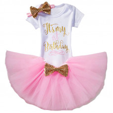 1 Year Baby Girl Dress It's My 1st Birthday Pink